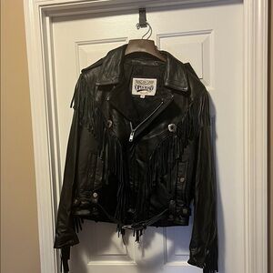 Open Road Brands Black Leather Jacket with Fringe